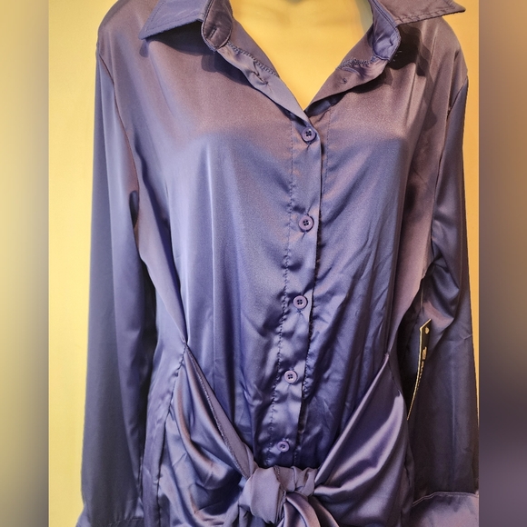 New Sexy Bodycon Wrap Dress Mini Clubbing Party Dress  Satin Size XL - Picture 4 of 10